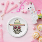 Einfache Dia de Muertos Skull mit Hat | Papiertell Pappteller (Party)