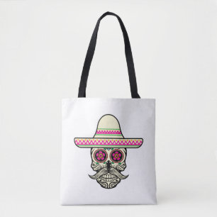 Einfache Dia de Muertos Skull mit Hat   Tragetasch Tasche
