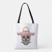 Einfache Dia de Muertos Skull mit Hat | Tragetasch Tasche (Rückseite)