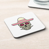 Einfache Dia de Muertos Skull mit Hat | Untersetze Getränkeuntersetzer (Linke Seite)