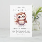 Einfache Digital Owl Baby Dusche Einladung (Stehend Vorderseite)