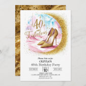 Einfache digitale Gold 40. Geburtstag Einladung (Vorne/Hinten)