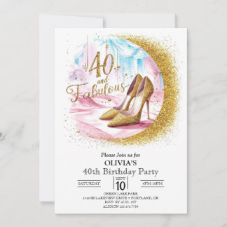 Einfache digitale Gold 40. Geburtstag Einladung