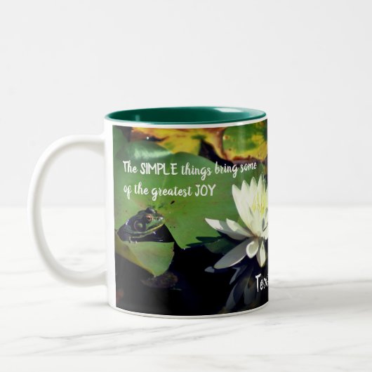 Einfache Dinge Frog inspirierendes Zitat Zweifarbige Tasse (Links)