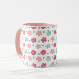 Einfache Ditsy-Floral in Rosa und Aquamarin Tasse