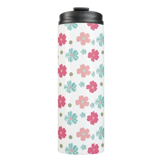 Einfache Ditsy-Floral in Rosa und Aquamarin Thermosbecher (Vorderseite)