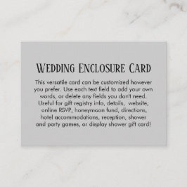 Einfache DIY Custom Wedding Bale Gray Begleitkarte