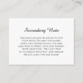Einfache DIY Custom Wedding Black & White Begleitkarte (Rückseite)