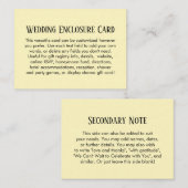 Einfache DIY Custom Wedding Blassgelb Begleitkarte (Vorne/Hinten)