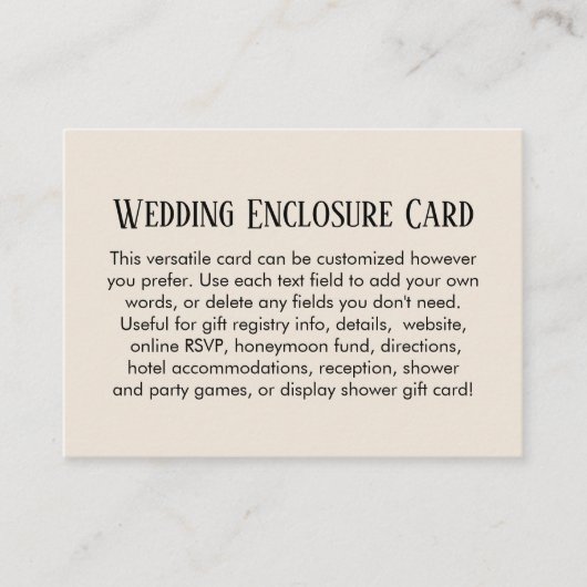 Einfache DIY Custom Wedding Cream Begleitkarte (Vorderseite)