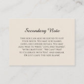 Einfache DIY Custom Wedding Cream Begleitkarte (Rückseite)