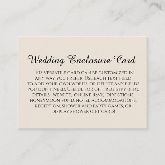Einfache DIY Custom Wedding Cream Begleitkarte (Vorderseite)