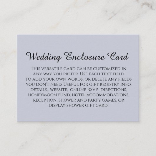Einfache DIY Custom Wedding Light Dusty Blue Begleitkarte (Vorderseite)