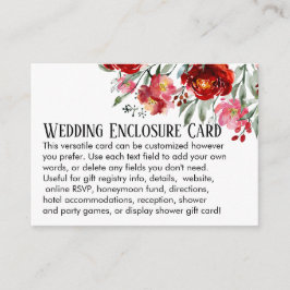 Einfache DIY Custom Wedding Red & Pink Blume Begleitkarte