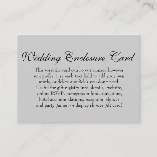 Einfache DIY Custom Wedding Versatile Light Gray Begleitkarte (Vorderseite)
