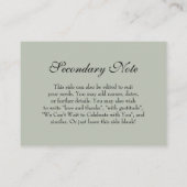 Einfache DIY Custom Wedding Versatile Sage Green Begleitkarte (Rückseite)
