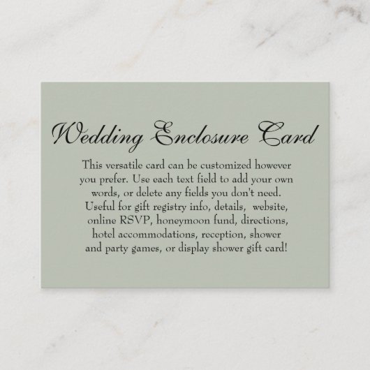Einfache DIY Custom Wedding Versatile Sage Green Begleitkarte (Vorderseite)