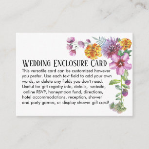 Einfache DIY Custom Wedding Watercolor Wildblumen Begleitkarte