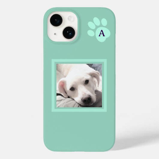 Einfache Dog Paw Initial Light aquamarin Case-Mate iPhone Hülle (Rückseite)