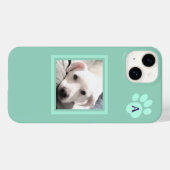 Einfache Dog Paw Initial Light aquamarin Case-Mate iPhone Hülle (Rückseite (Horizontal))