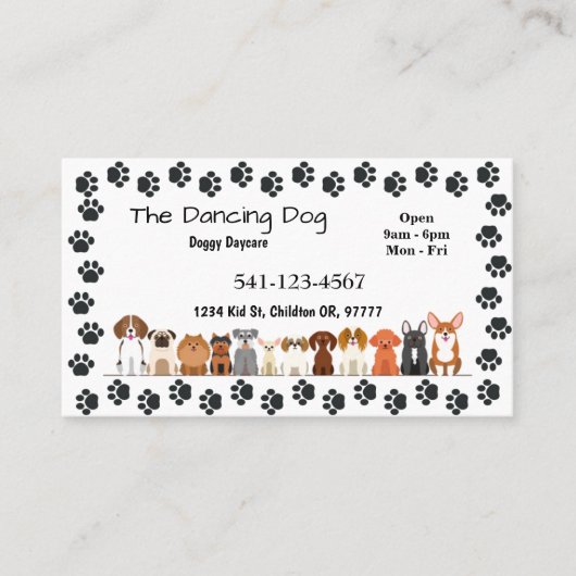 Einfache Doggy Daycare Business Cards Visitenkarte (Vorderseite)