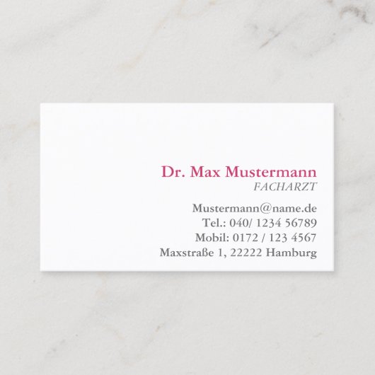 einfache Doktor Visitenkarte (Vorderseite)