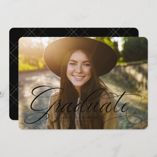 Einfache Doktorarbeit in Schwarzweiß-Abschluss Ankündigung (Vorne/Hinten)