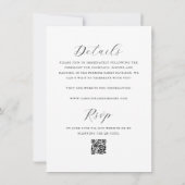 Einfache Doppelseitige Minimalistische QR Hochzeit Einladung (Rückseite)