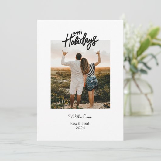 Einfache doppelseitige Zwei-Foto-Happy-Card Einladung (Stehend Vorderseite)