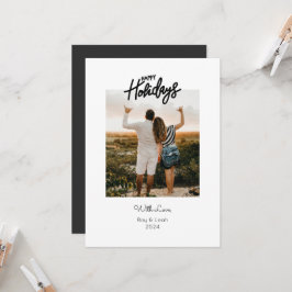 Einfache doppelseitige Zwei-Foto-Happy-Card Einladung