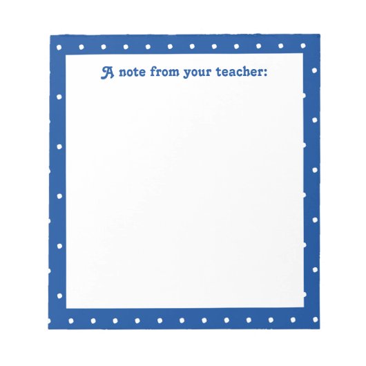 Einfache Dot Pattern Grundschullehrer Notizblock (Vorderseite)