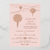 Einfache Double Happiness Lanterns Chinesische Hoc Folieneinladung (Vorderseite)