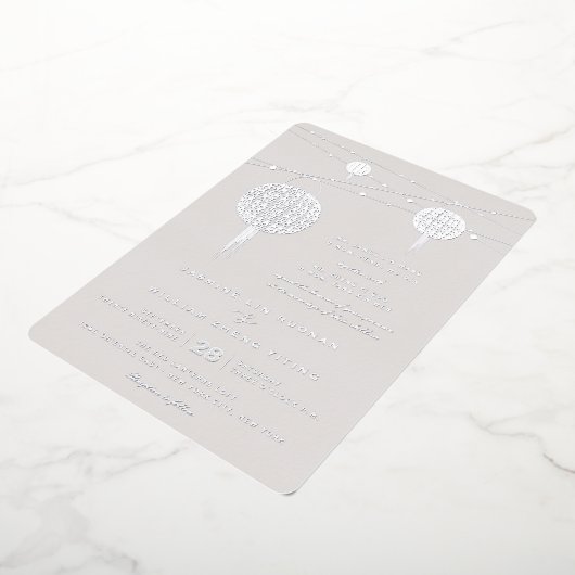 Einfache Double Happiness Lanterns Chinesische Hoc Folieneinladung (Gedreht)