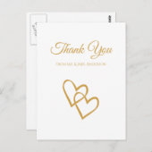 Einfache Double Heart Gold Hochzeit Vielen Dank Postkarte (Vorne/Hinten)