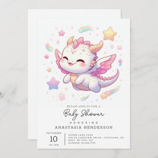 Einfache Dragon Baby-Dusche Einladung (Vorne/Hinten)