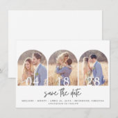 Einfache Drei-Bögen-Foto-Hochzeit Save The Date (Vorne/Hinten)