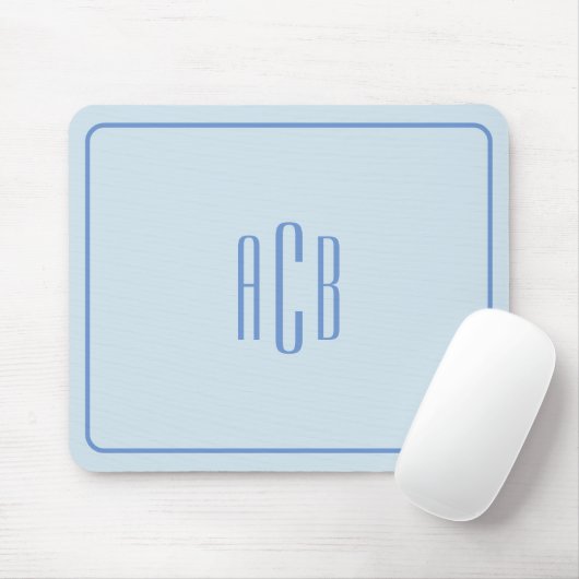 Einfache Drei-Buchstaben-blaue Monogramm-Grenze Mousepad (Mit Mouse)