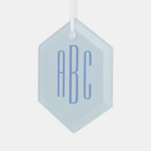 Einfache Drei-Buchstaben-blaue Monogramm Ornament Aus Glas (Vorderseite Links)