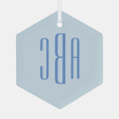 Einfache Drei-Buchstaben-blaue Monogramm Ornament Aus Glas (Rückseite)