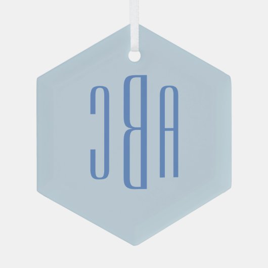 Einfache Drei-Buchstaben-blaue Monogramm Ornament Aus Glas (Rückseite)