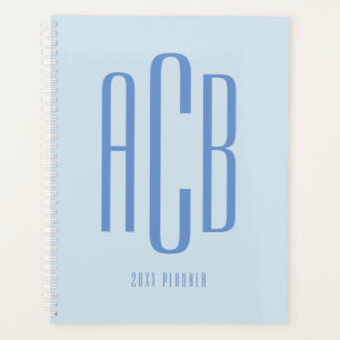 Einfache Drei-Buchstaben-blaue Monogramm Planer