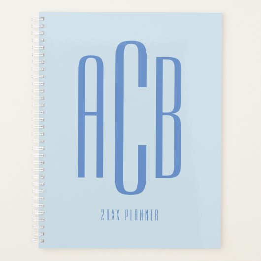 Einfache Drei-Buchstaben-blaue Monogramm Planer (Vorderseite)