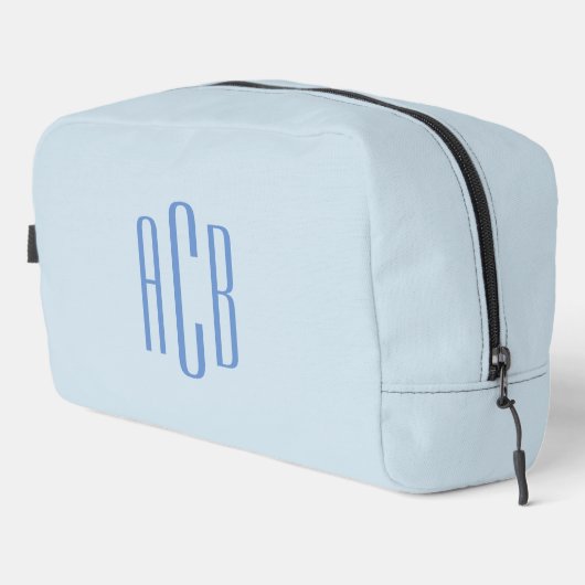 Einfache Drei-Buchstaben-blaue Monogramm Waschbeutel (Rechte Ecke)