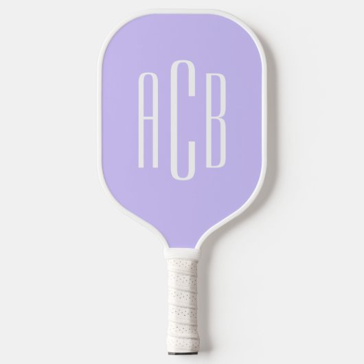 Einfache Drei-Buchstaben-Bleichlavenmonogramm Pickleball Schläger (Vorderseite)