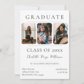 Einfache Drei-Foto-Abschluss | weiß Einladung (Vorderseite)