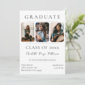 Einfache Drei-Foto-Abschluss | weiß Einladung (Stehend Vorderseite)