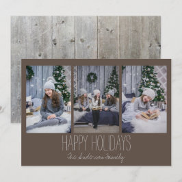 Einfache Drei-Foto-Ferienkarte Rustikal Feiertagskarte