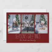 Einfache Drei-Foto-Ferienkarte Rustikal Feiertagskarte (Vorderseite)