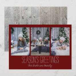 Einfache Drei-Foto-Ferienkarte Rustikal Feiertagskarte