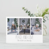 Einfache Drei-Foto-Ferienkarte Rustikal Feiertagskarte (Stehend Vorderseite)